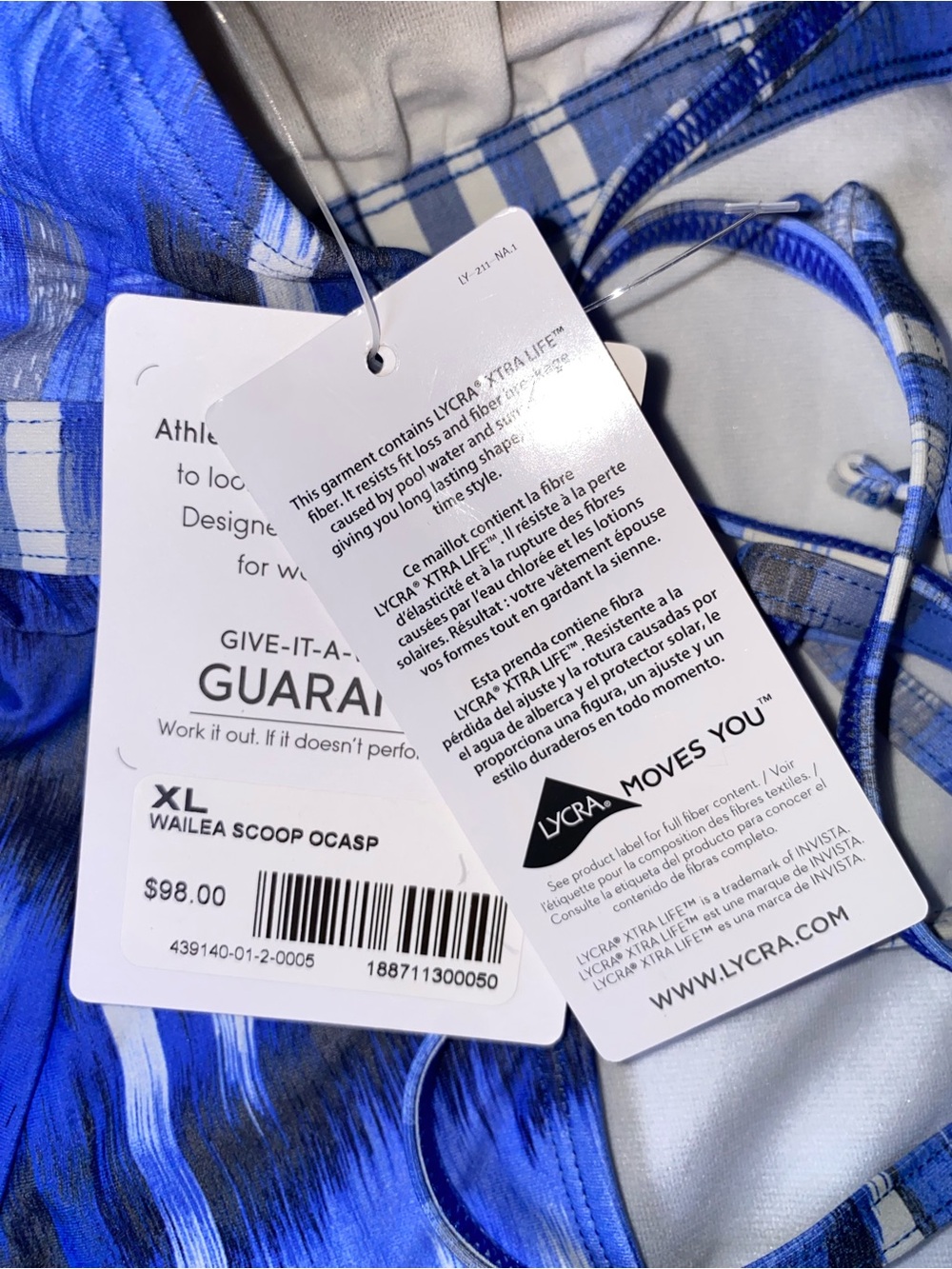 Athleta Blue White Printed One-Piece Swimsuit - Picture 7 of 8